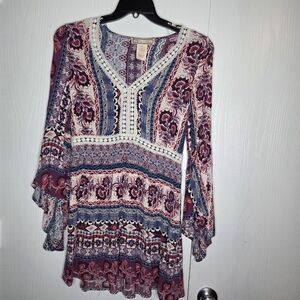 Flying Tomato Purple Pink Boho Top-Size M